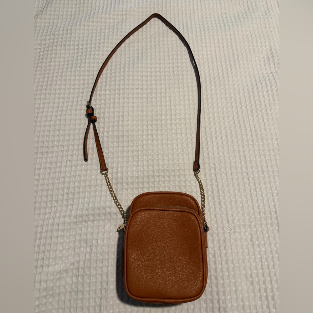 Brown Crossbody Bag with Gold Chain